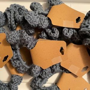 Handmade hair scrunchies-slate blue 2-pk
